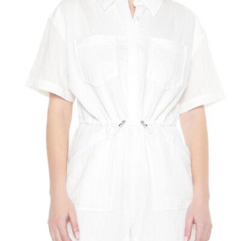 White Short-Sleeve Jumpsuit